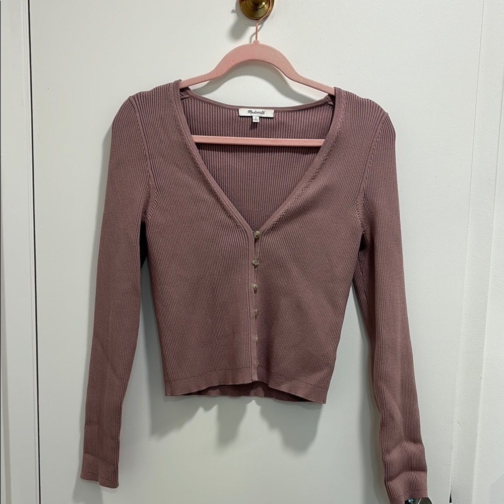 Madewell Button-Up Ribbed Sweater in Mauve PLUS Matching Tank Set (worn once)